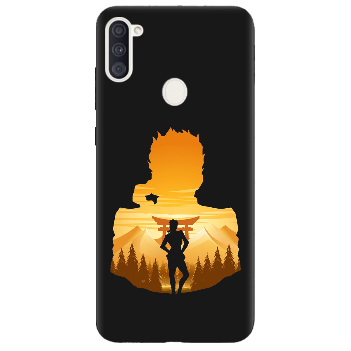 Чехол для Samsung Galaxy M11 черный матовый soft touch JoJo Giorno Giovanna - фото 1 - Чехлы для телефонов