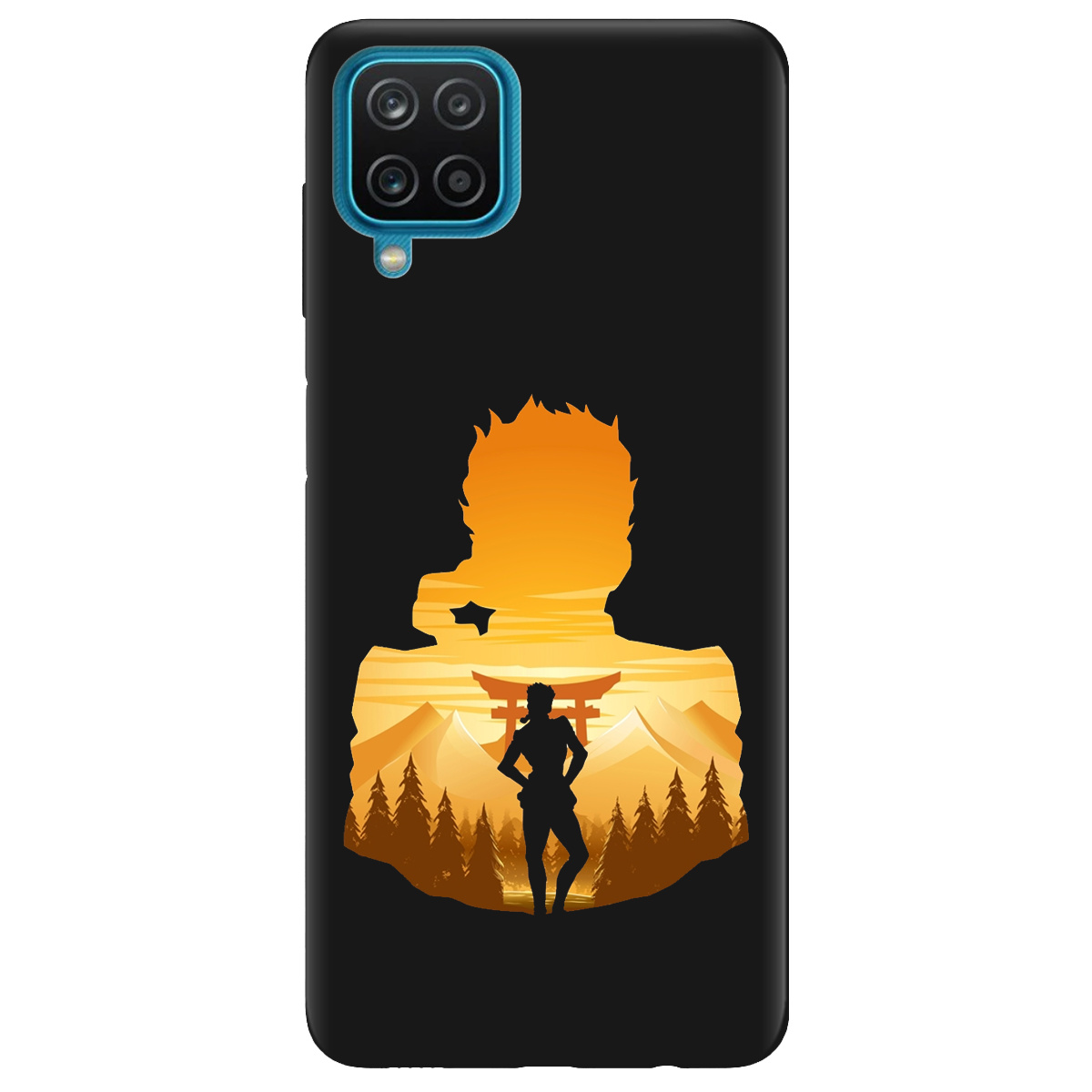 Чехол для Samsung Galaxy M12 черный матовый soft touch JoJo Giorno Giovanna - фото 1 - Чехлы для телефонов
