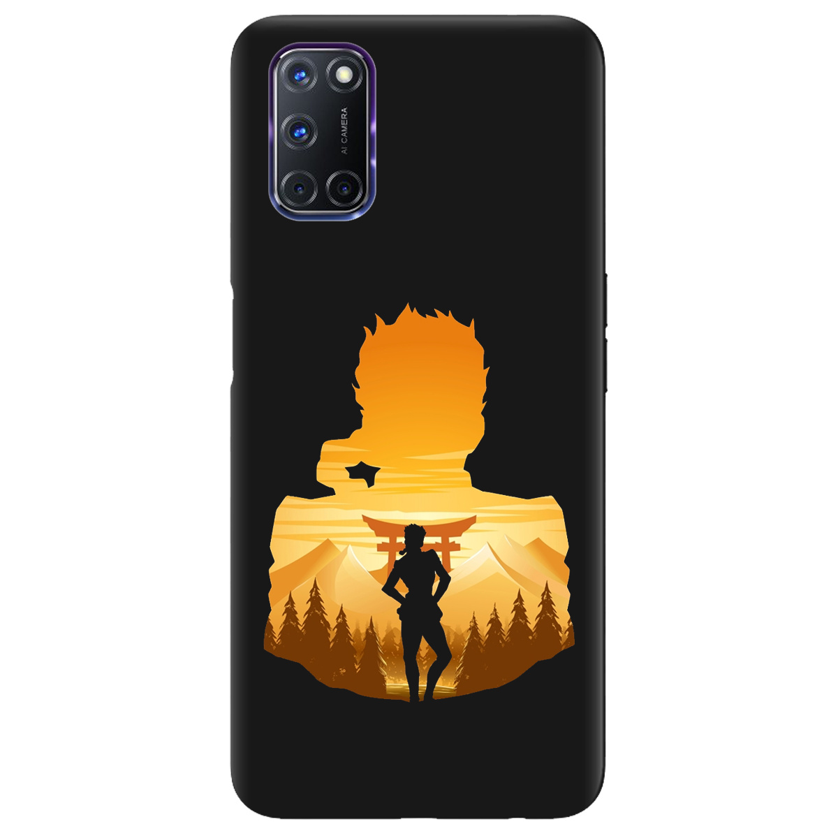 Чехол для Oppo A52/ A72/ A92 черный матовый soft touch JoJo Giorno Giovanna - фото 1 - Чехлы для телефонов