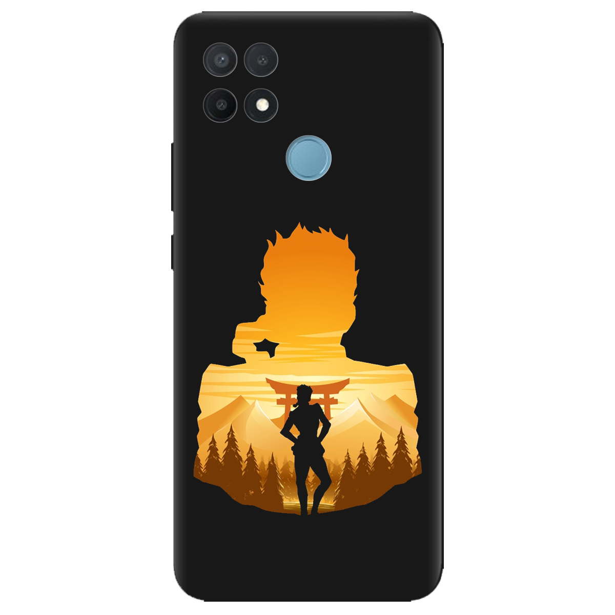 Чехол для Oppo A15s/ A15 черный матовый soft touch JoJo Giorno Giovanna - фото 1 - Чехлы для телефонов