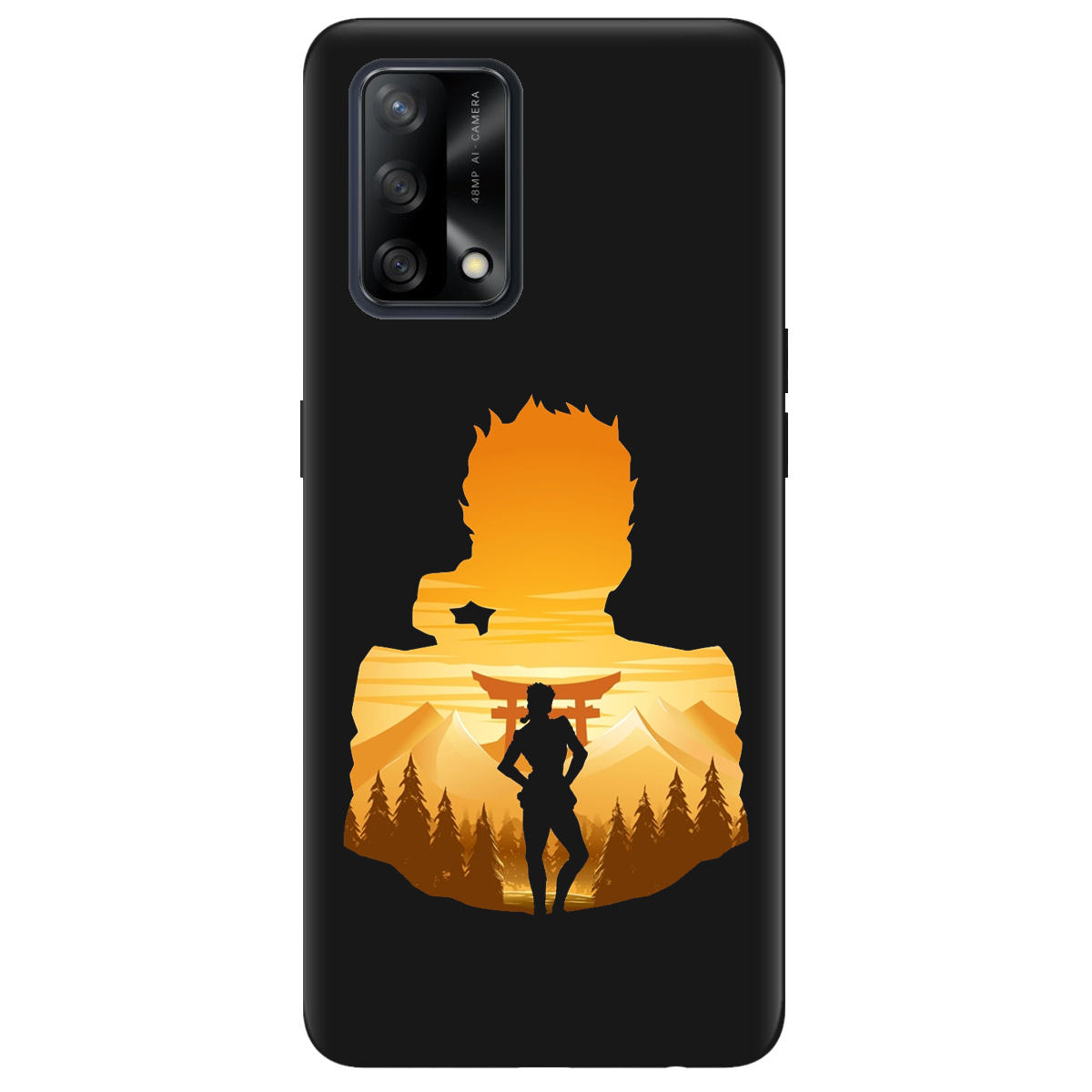 Чехол для Oppo A74 4G черный матовый soft touch JoJo Giorno Giovanna - фото 1 - Чехлы для телефонов