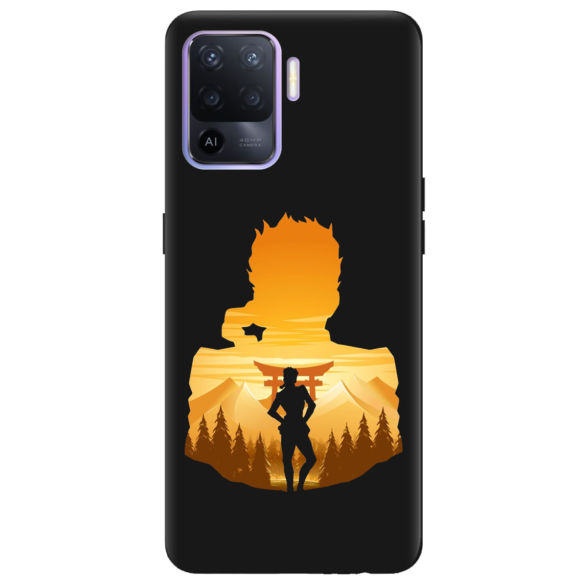 Чохол для Oppo Reno 5 Lite чорний матовий soft touch JoJo Giorno Giovanna - фото 1 - Чохли для телефонів