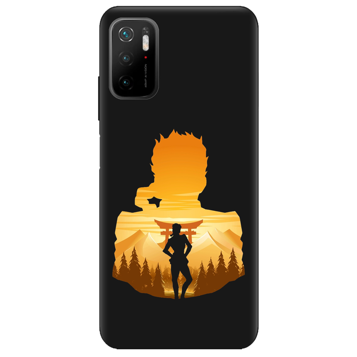 Чохол для Xiaomi Redmi Note 10 5G чорний матовий soft touch JoJo Giorno Giovanna - фото 1 - Чохли для телефонів