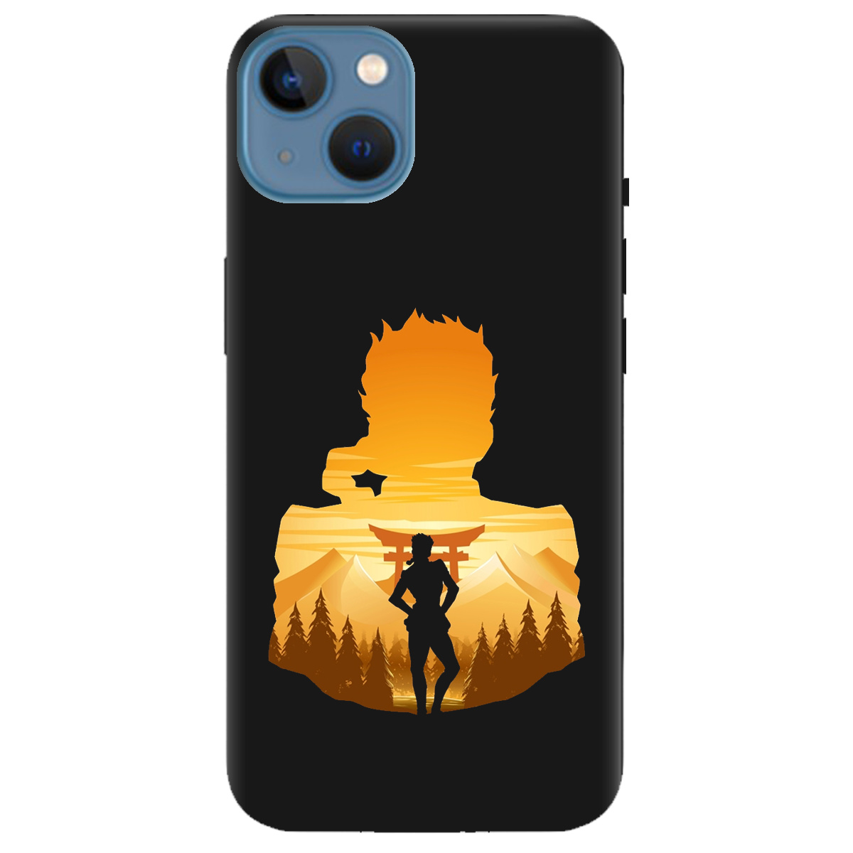 Чехол для Apple iPhone 13 черный матовый soft touch JoJo Giorno Giovanna - фото 1 Чехол для Apple iPhone 13 черный матовый soft touch JoJo Giorno Giovanna - фото 1 - Чехлы для телефонов