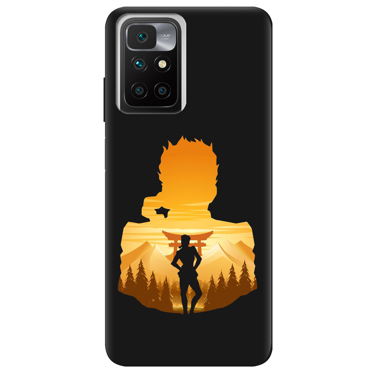 Чехол для Xiaomi Redmi 10 черный матовый soft touch JoJo Giorno Giovanna - фото 1 - Чехлы для телефонов