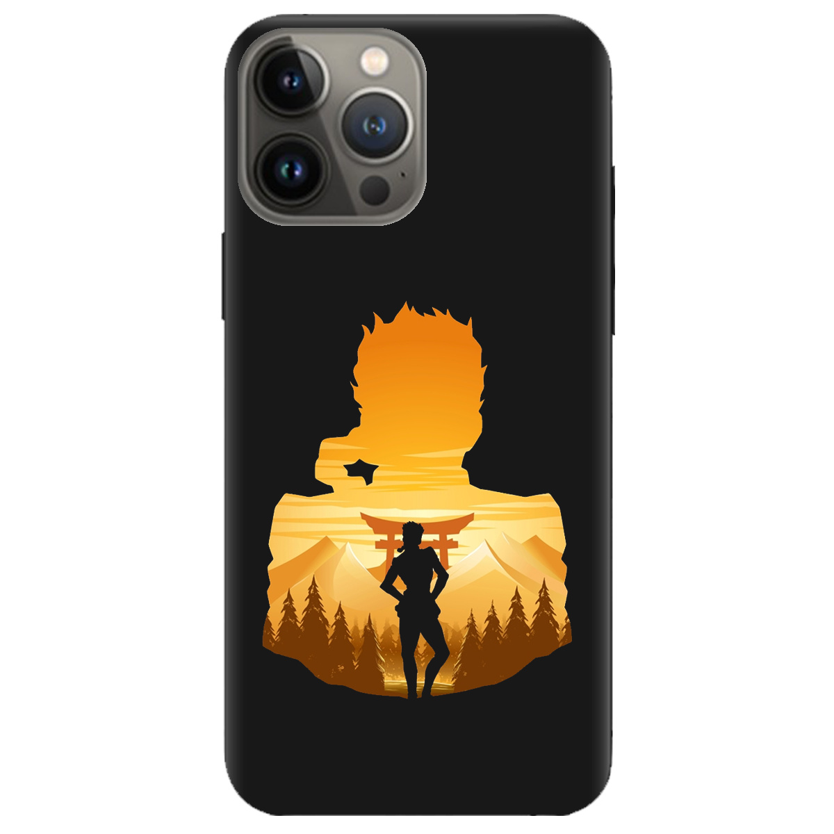 Чохол для Apple iPhone 13 Pro чорний матовий soft touch JoJo Giorno Giovanna - фото 1 - Чохли для телефонів