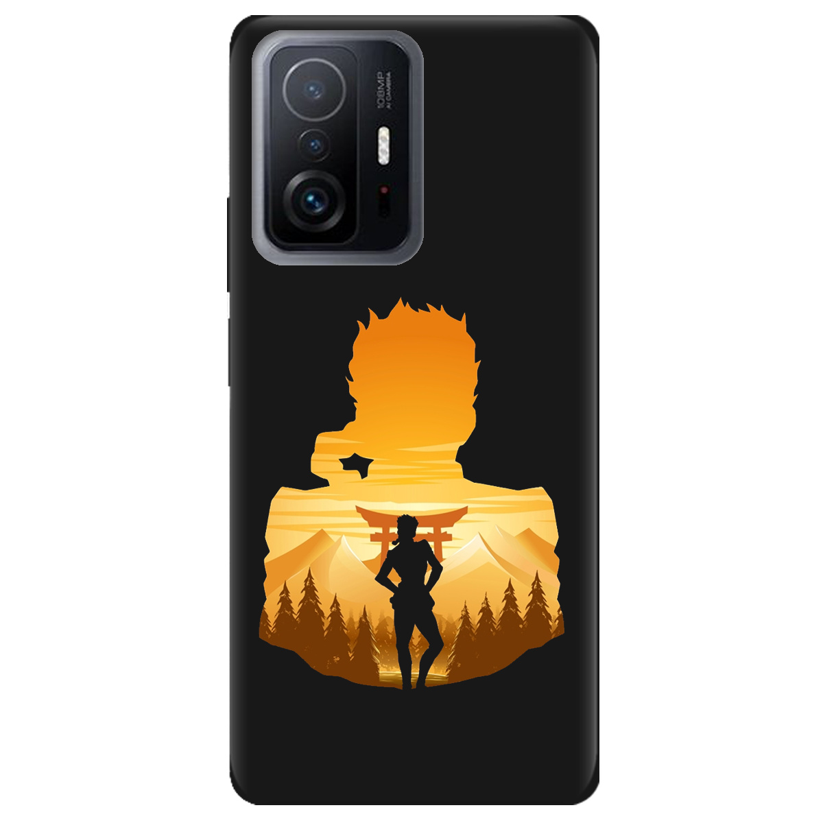 Чехол для Xiaomi 11T черный матовый soft touch JoJo Giorno Giovanna - фото 1 - Чехлы для телефонов
