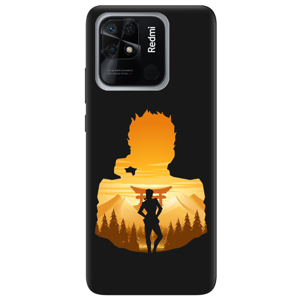 Чохол для Xiaomi Redmi 10C чорний матовий soft touch JoJo Giorno Giovanna - фото 1 Чохол для Xiaomi Redmi 10C чорний матовий soft touch JoJo Giorno Giovanna - фото 1 - Чохли для телефонів