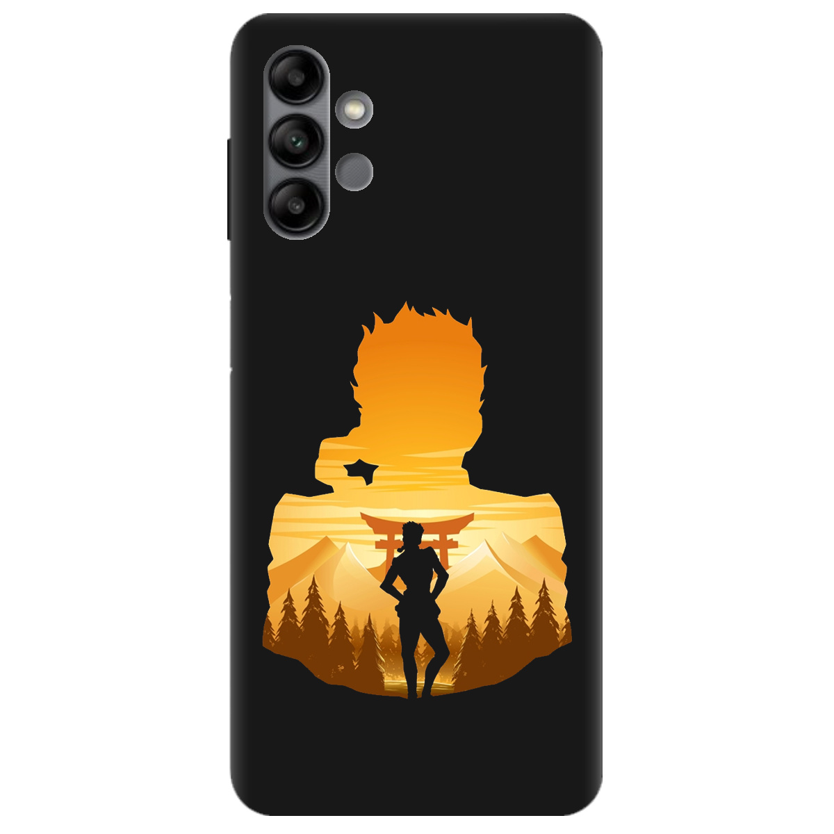 Чехол для Samsung Galaxy A04s черный матовый soft touch JoJo Giorno Giovanna - фото 1 - Чехлы для телефонов