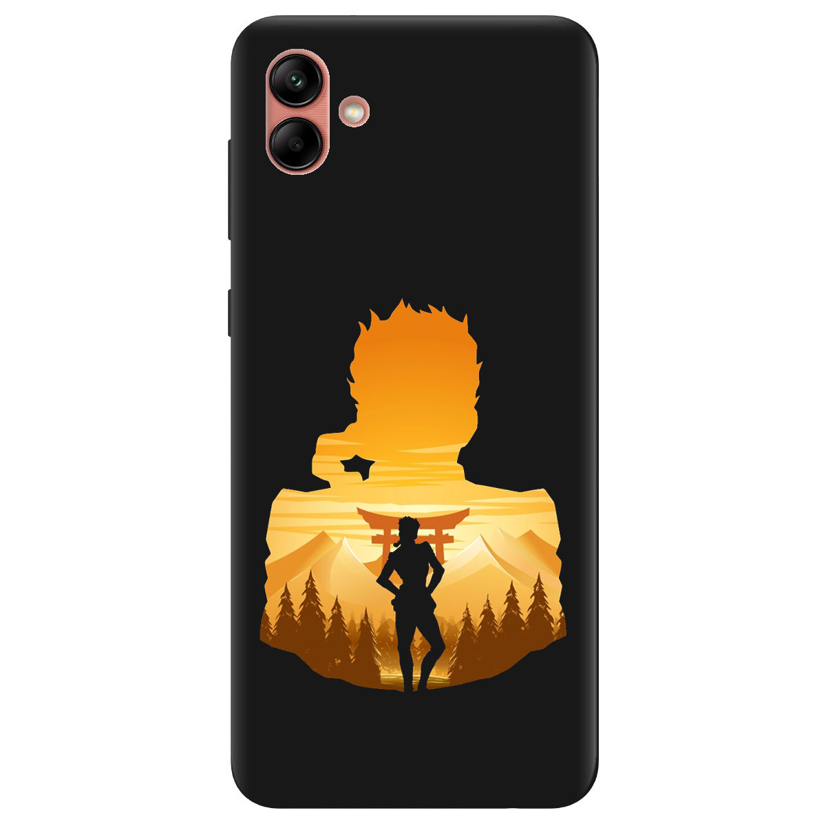 Чехол для Samsung Galaxy A04 черный матовый soft touch JoJo Giorno Giovanna - фото 1 - Чехлы для телефонов