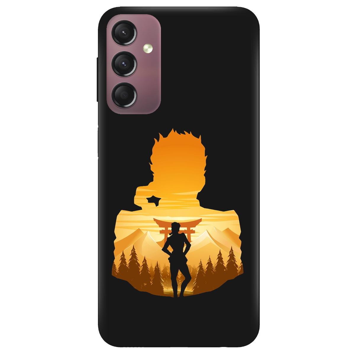 Чехол для Samsung Galaxy A05s черный матовый soft touch JoJo Giorno Giovanna - фото 1 - Чехлы для телефонов