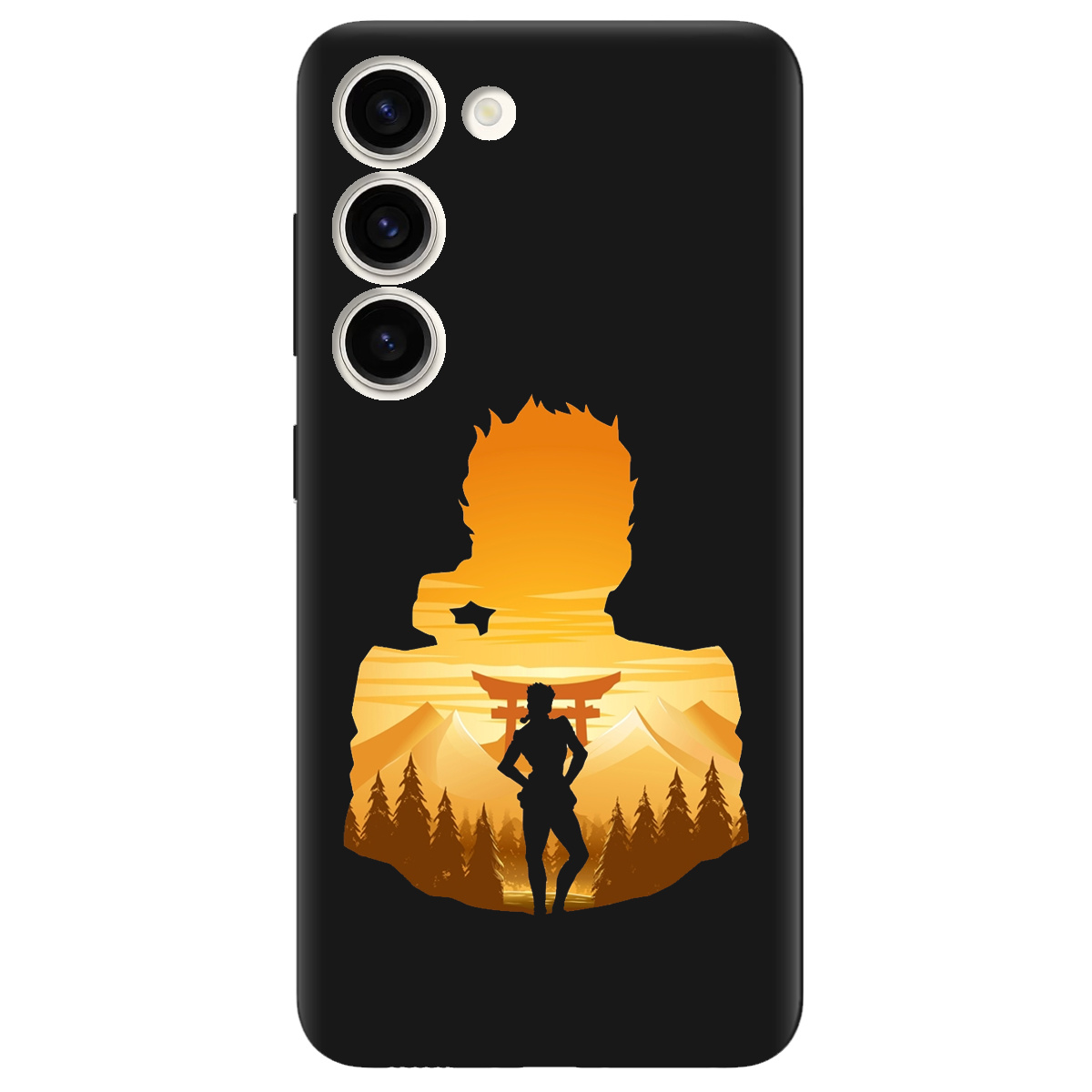 Чехол для Samsung Galaxy S23 черный матовый soft touch JoJo Giorno Giovanna - фото 1 - Чехлы для телефонов