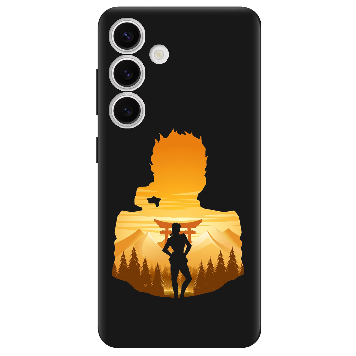 Чехол для Samsung Galaxy S24 черный матовый soft touch JoJo Giorno Giovanna - фото 1 - Чехлы для телефонов