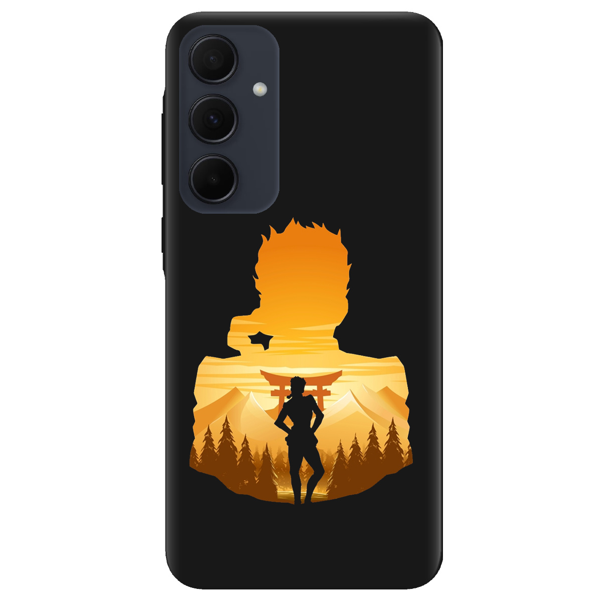 Чохол для Samsung Galaxy A35 чорний матовий soft touch JoJo Giorno Giovanna - фото 1 - Чохли для телефонів