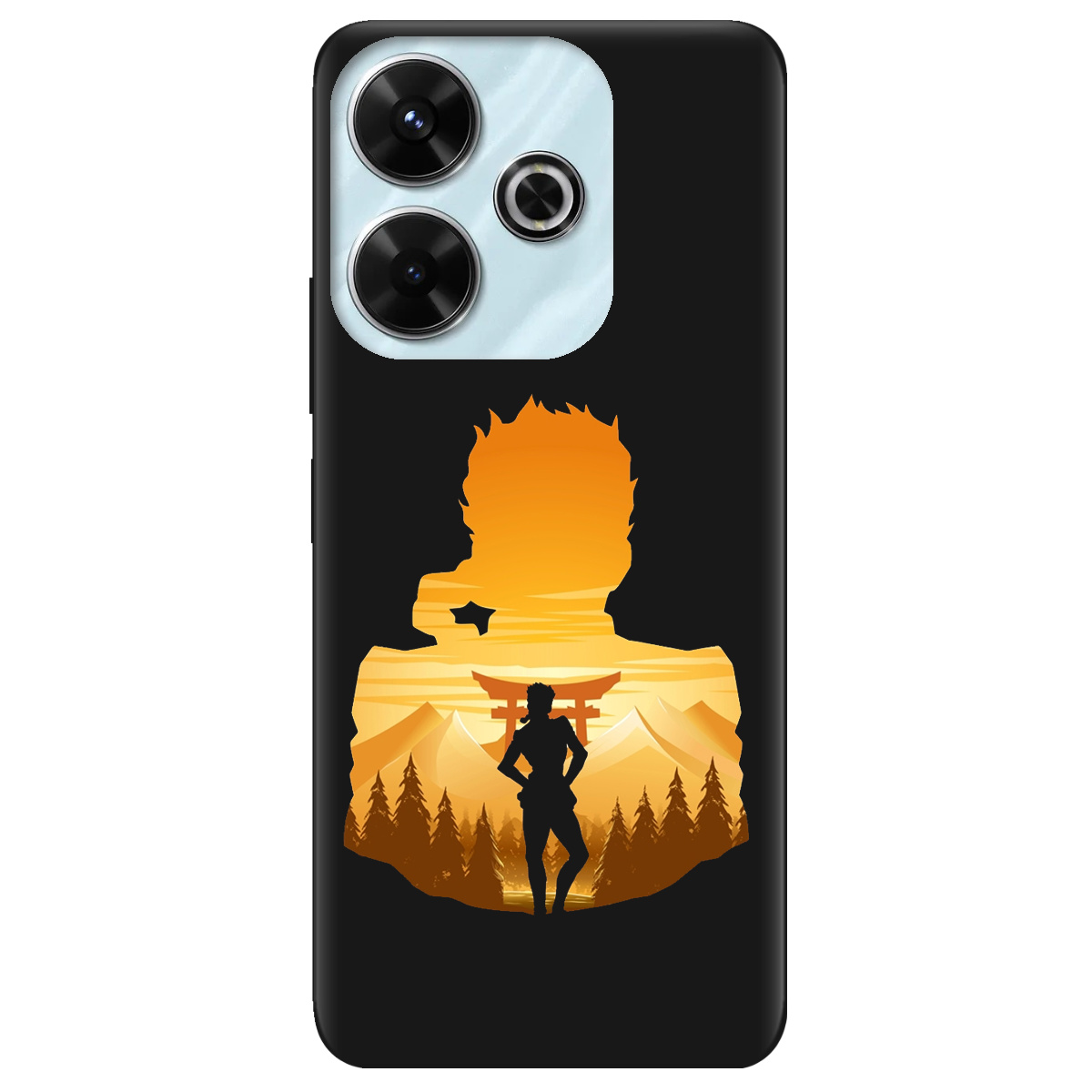 Чохол для Xiaomi Poco M6 4G чорний матовий soft touch JoJo Giorno Giovanna - фото 1 - Чохли для телефонів