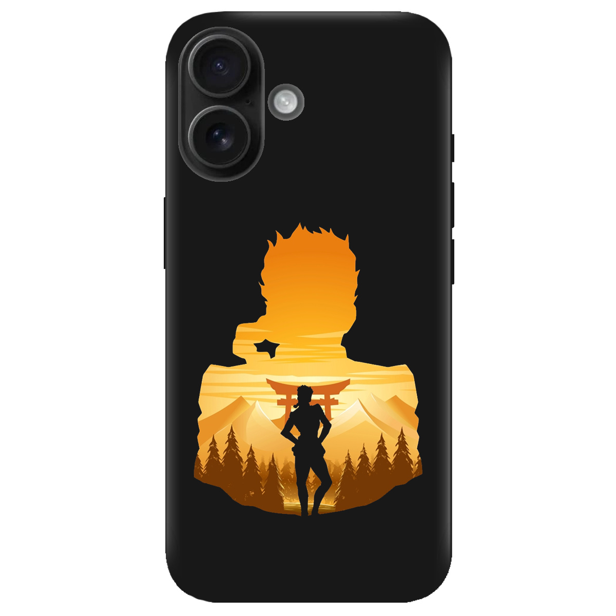Чехол для Apple iPhone 16 черный матовый soft touch JoJo Giorno Giovanna - фото 1 - Чехлы для телефонов