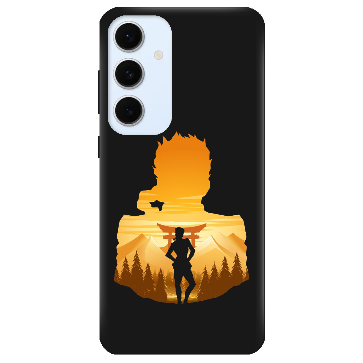 Чохол для Samsung Galaxy S24 FE чорний матовий soft touch JoJo Giorno Giovanna - фото 1 - Чохли для телефонів