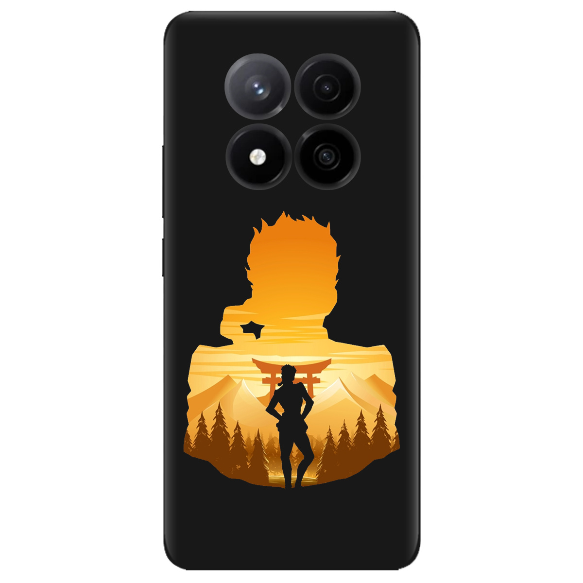Чехол для Xiaomi Redmi Note 14 Pro + 5G черный матовый soft touch JoJo Giorno Giovanna - фото 1 - Чехлы для телефонов