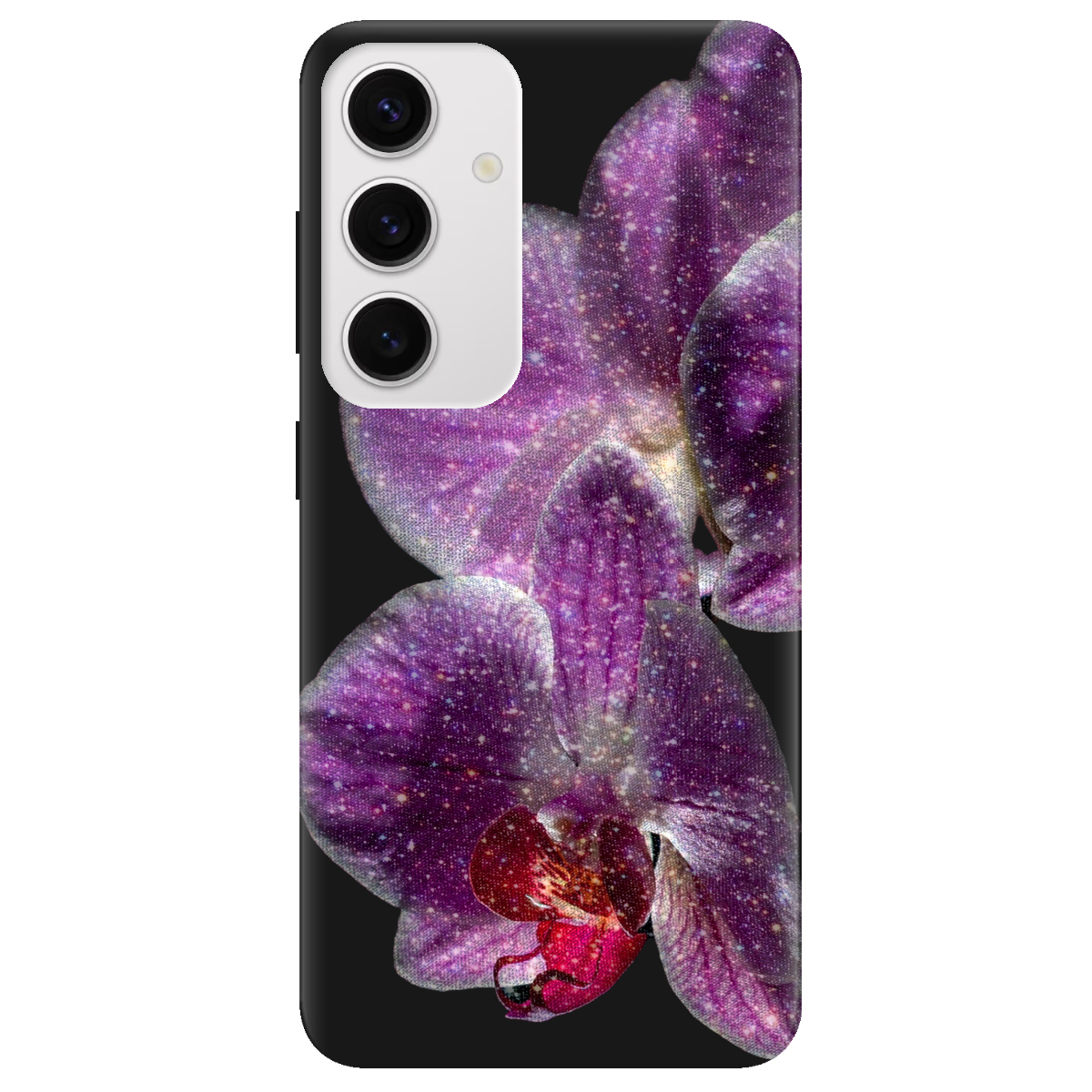 Чохол для Samsung Galaxy S25 Plus чорний матовий soft touch Чарівна орхідея - фото 1 Чохол для Samsung Galaxy S25 Plus чорний матовий soft touch Чарівна орхідея - фото 1 - Чохли для телефонів