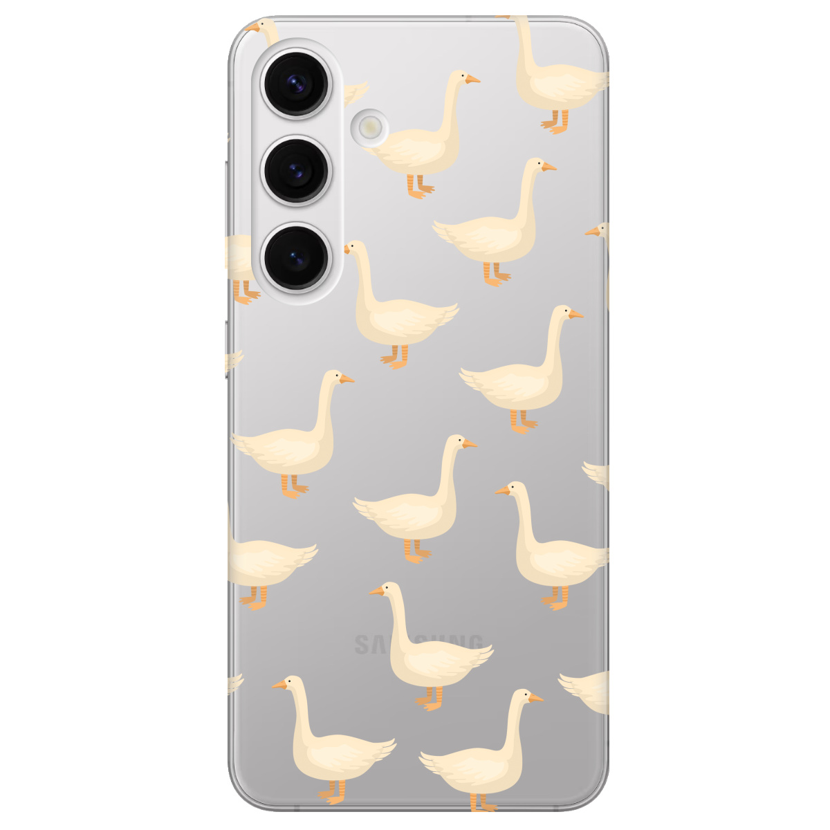 Чехол для Samsung Galaxy S25 Plus прозрачный Гуси в тренде - фото 1 - Чехлы для телефонов