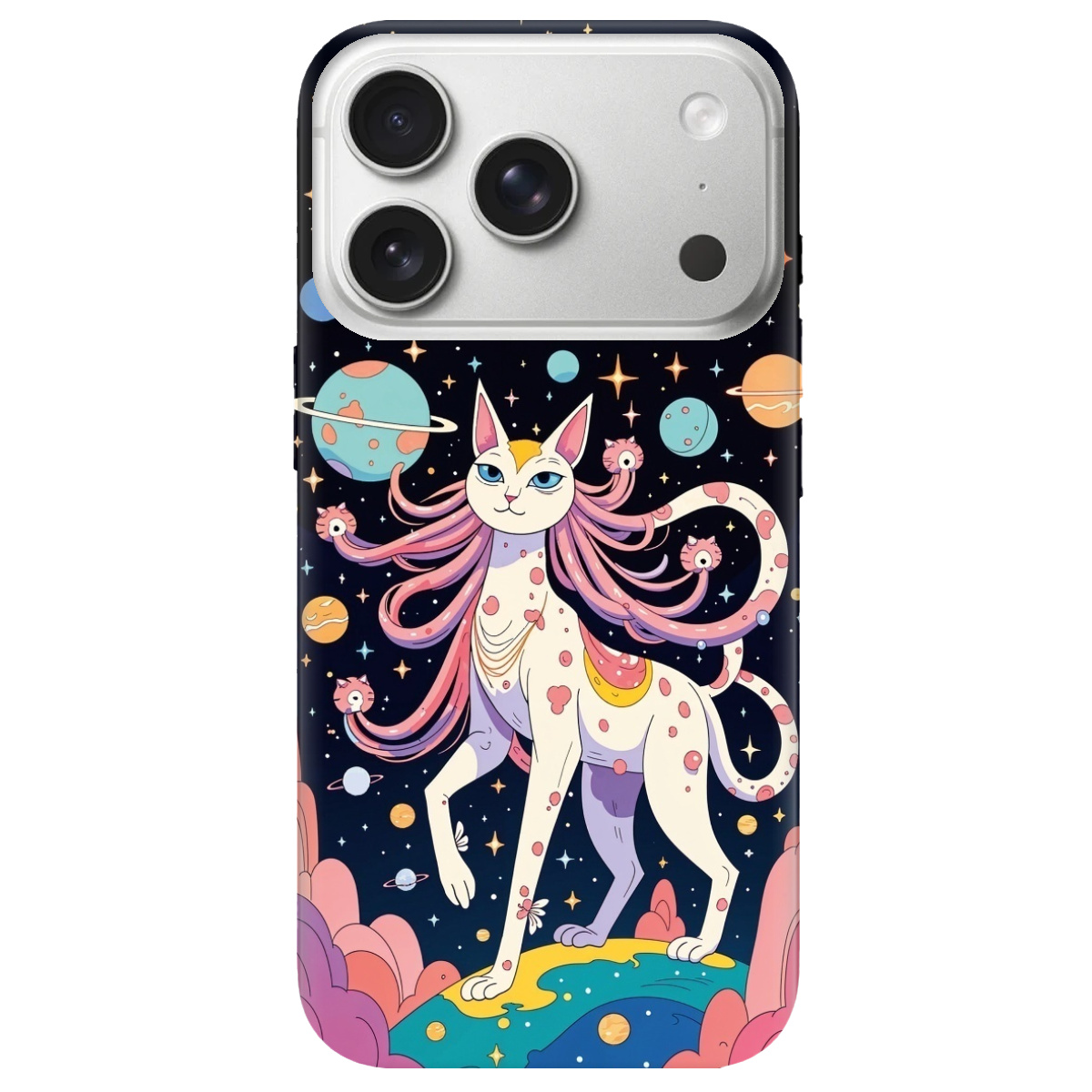 Чохол для Apple iPhone 17 Pro Max прозорий Cosmic Cat - фото 1 - Чохли для телефонів