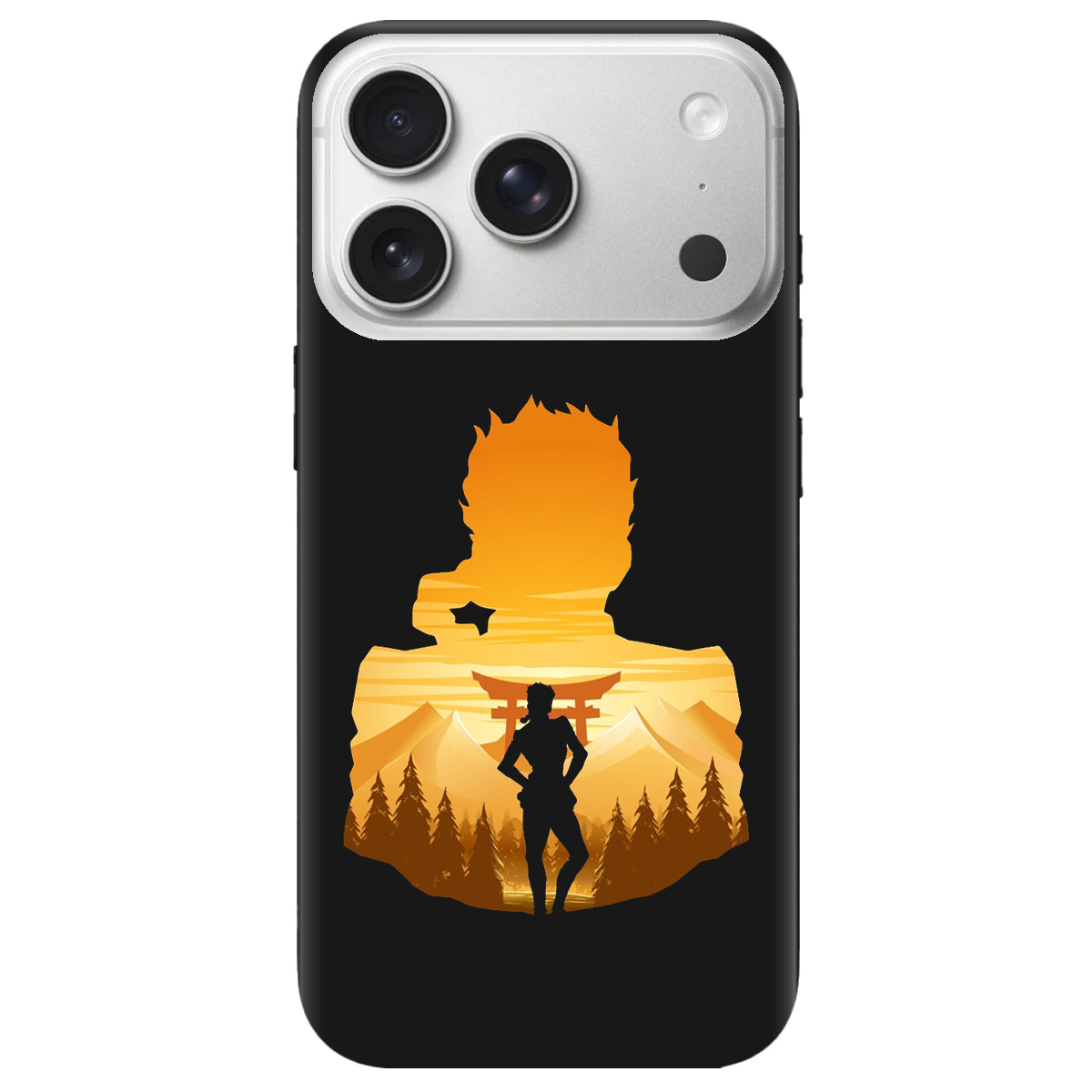 Чехол для Apple iPhone 17 Pro черный матовый soft touch JoJo Giorno Giovanna - фото 1 - Чехлы для телефонов