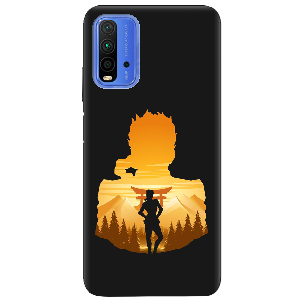Чехол для Xiaomi Redmi 9 Power черный матовый soft touch JoJo Giorno Giovanna - фото 1 - Чехлы для телефонов