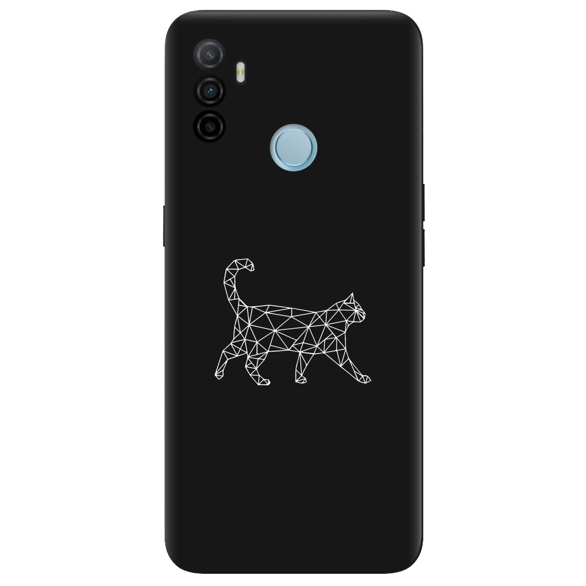 Чехол для Oppo A53/ A32/ A33 черный матовый soft touch White cat - фото 1 - Чехлы для телефонов