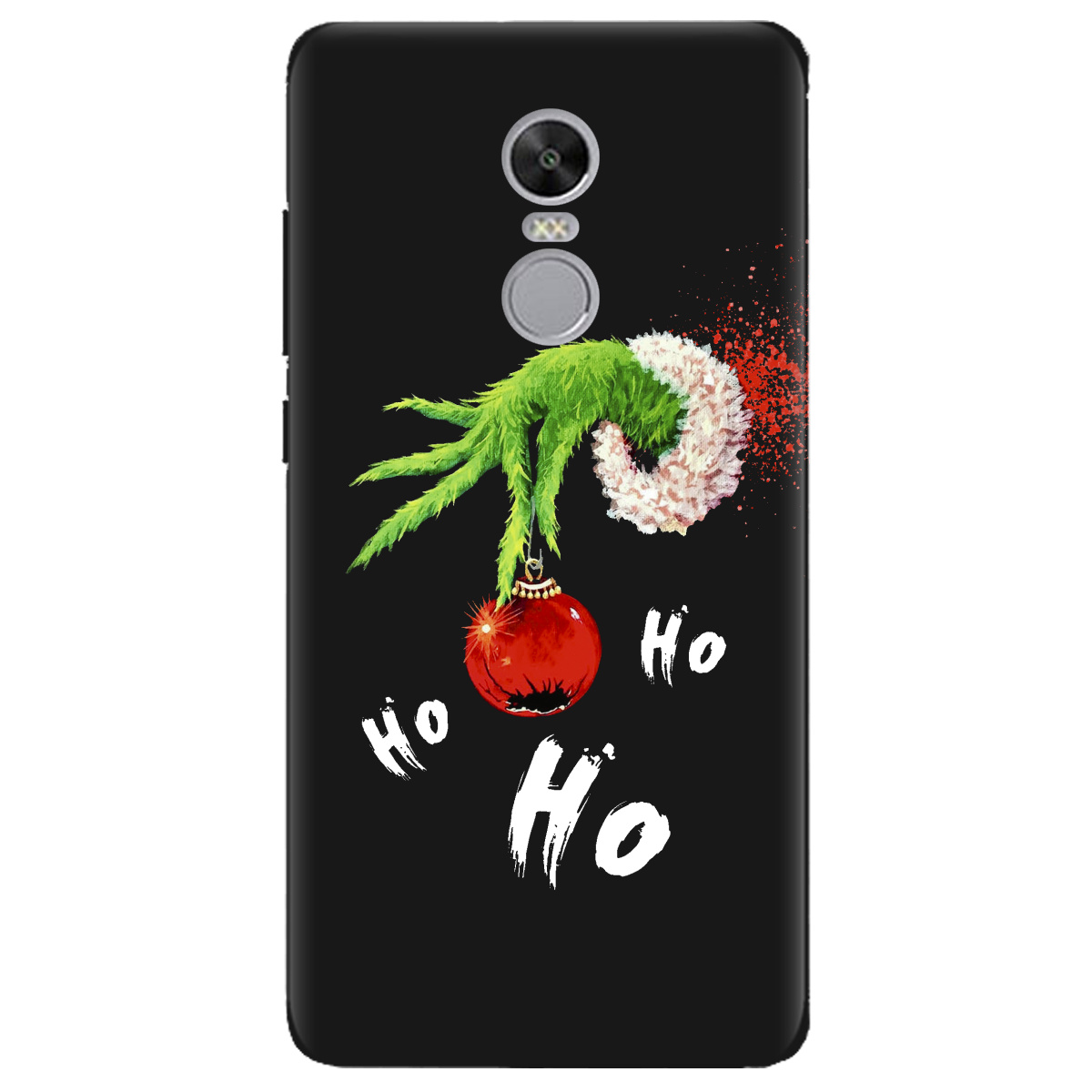 Чохол для Xiaomi Redmi 5 Plus чорний матовий soft touch Grinch HO HO HO - фото 1 - Чохли для телефонів