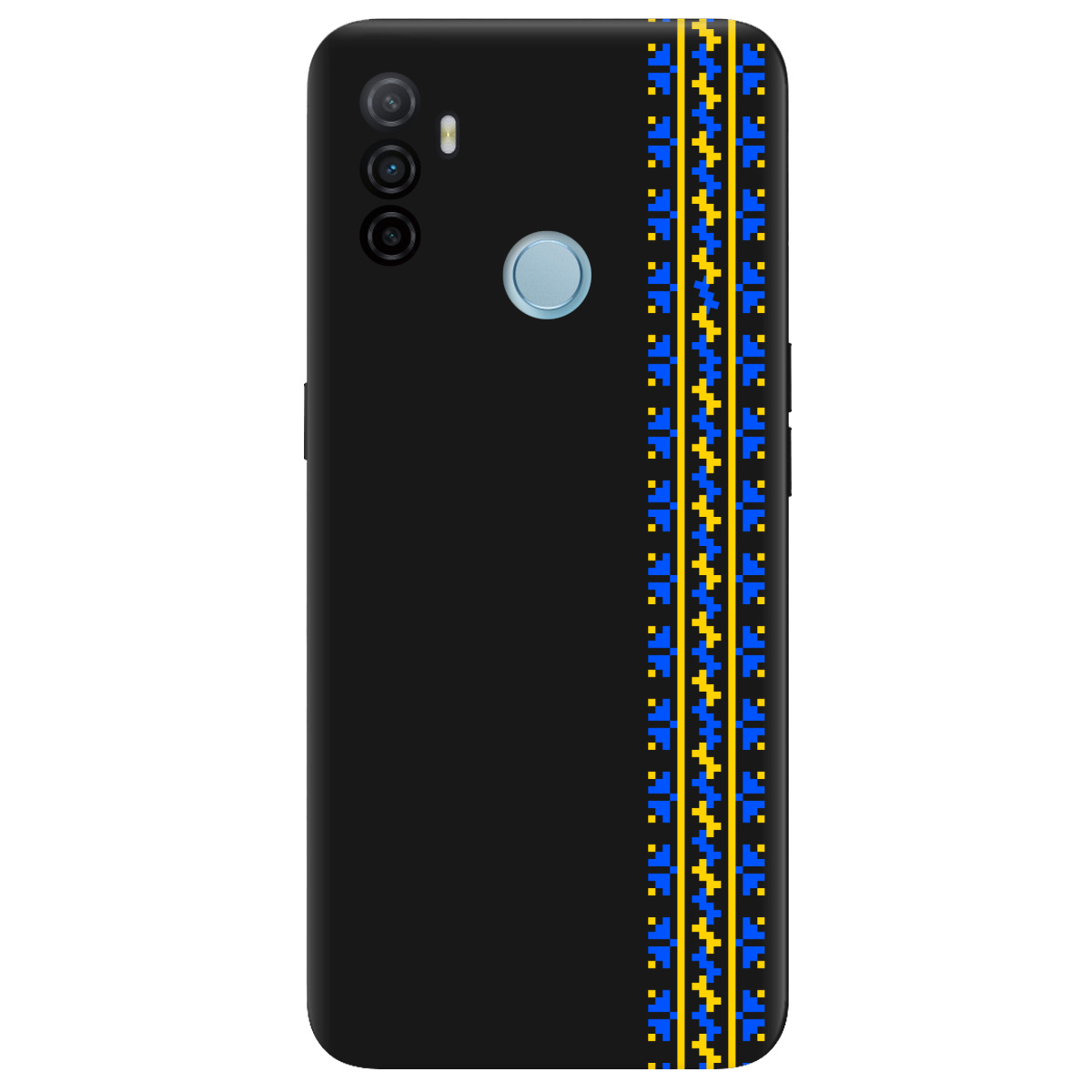 Чехол для Oppo A53/ A32/ A33 черный матовый soft touch Embroidery - фото 1 - Чехлы для телефонов