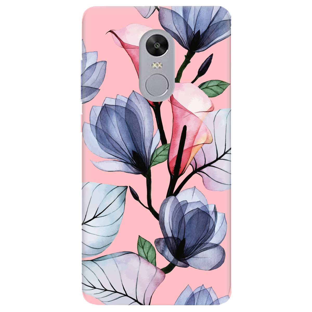 Чехол для Xiaomi Redmi 5 Plus нежно-розовый матовый soft touch Tropical flowers - фото 1 - Чехлы для телефонов