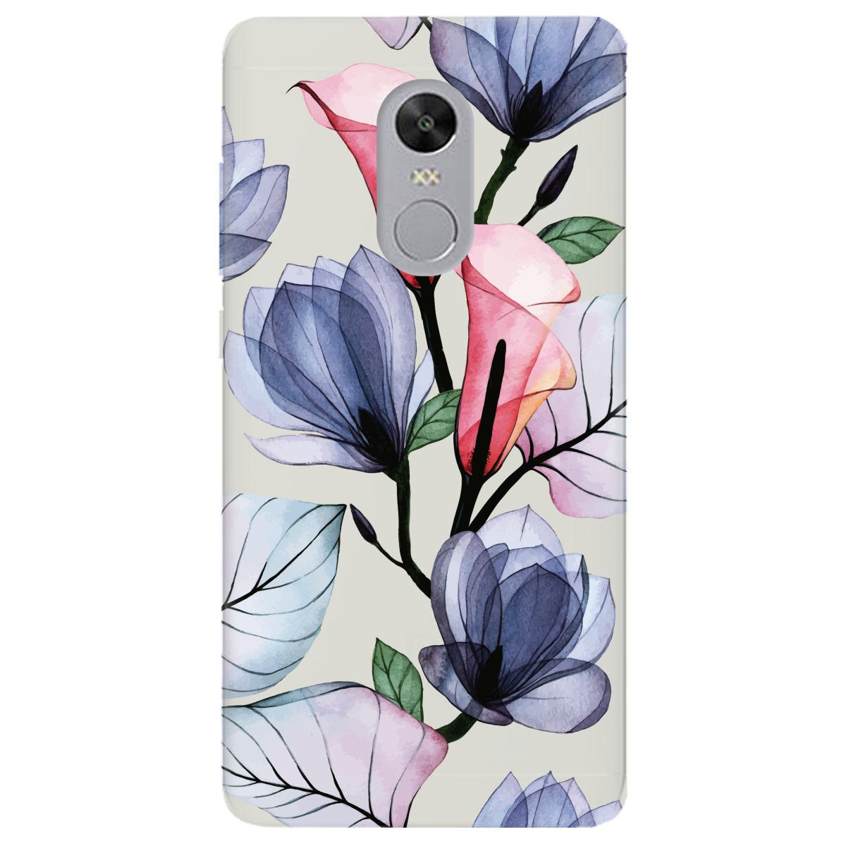 Чехол для Xiaomi Redmi 5 Plus полупрозрачный матовый soft touch Tropical flowers - фото 1 - Чехлы для телефонов