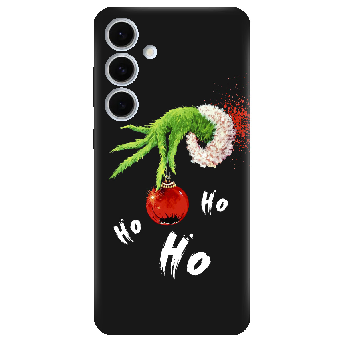 Чохол для Samsung Galaxy S24 FE чорний матовий soft touch Grinch HO HO HO - фото 1 - Чохли для телефонів