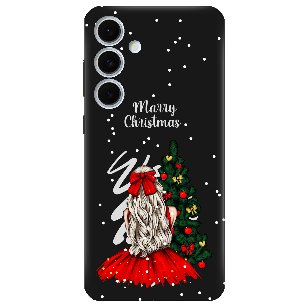 Чохол для Samsung Galaxy S24 FE чорний матовий soft touch Beautiful christmas - фото 1 - Чохли для телефонів