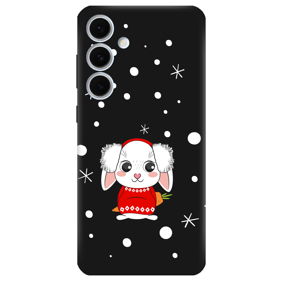 Чохол для Samsung Galaxy S24 FE чорний матовий soft touch My bunny - фото 1 - Чохли для телефонів