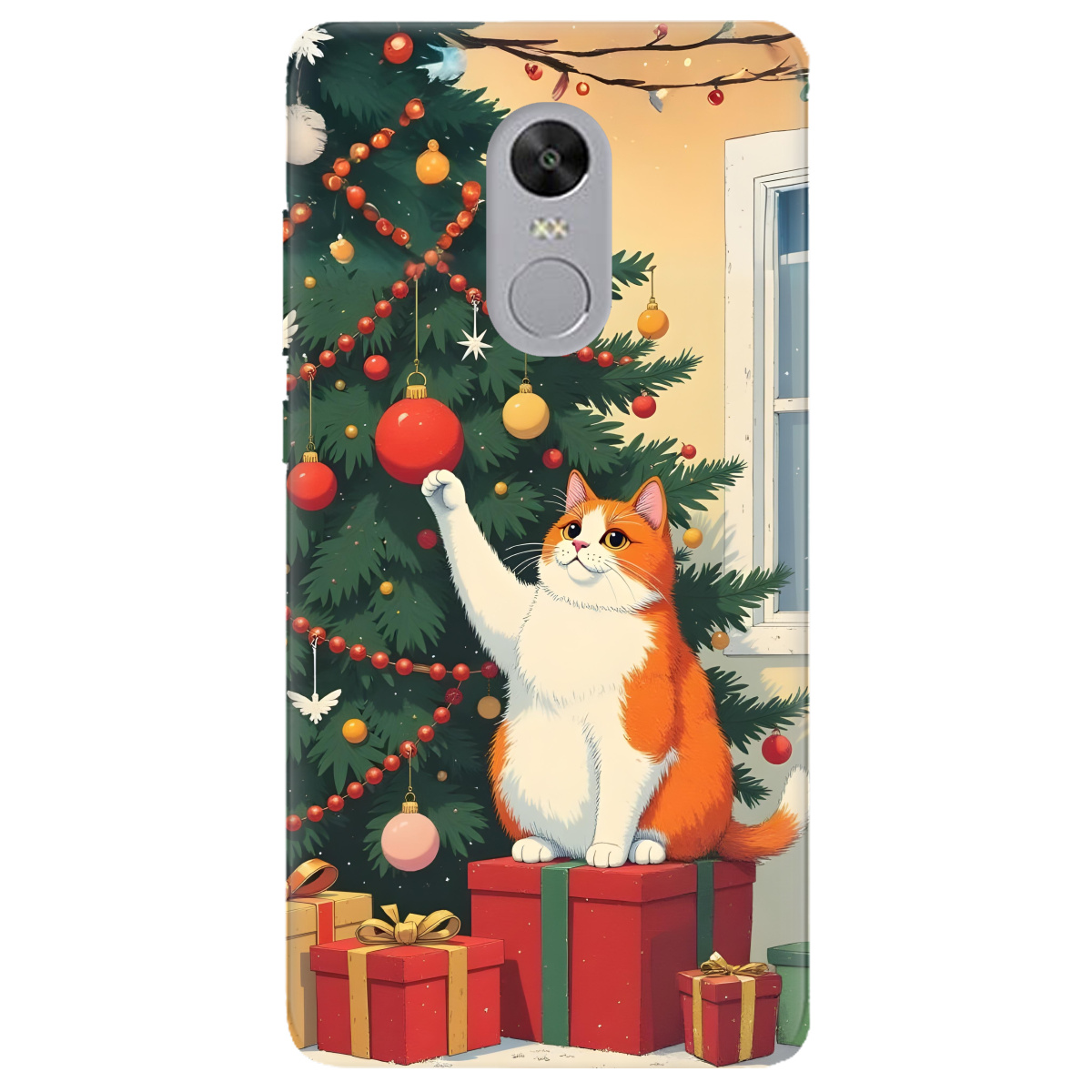 Чохол для Xiaomi Redmi 5 Plus прозорий Christmas Cat - фото 1 - Чохли для телефонів