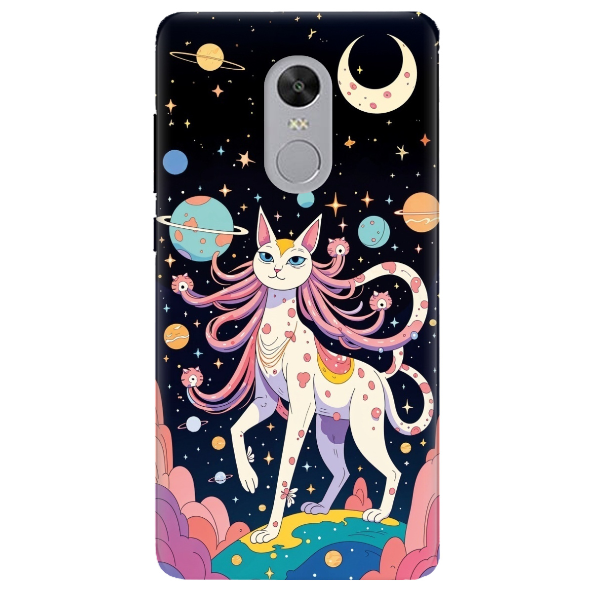 Чехол для Xiaomi Redmi 5 Plus прозрачный Cosmic Cat - фото 1 - Чехлы для телефонов