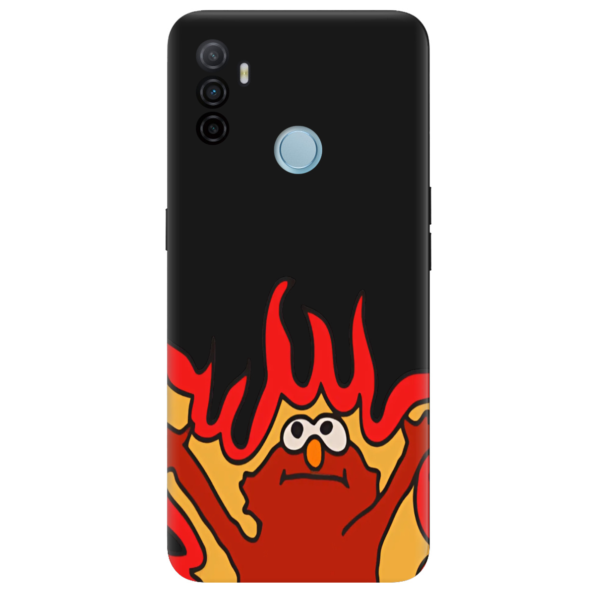 Чехол для Oppo A53/ A32/ A33 черный матовый soft touch Хаос у вогні - фото 1 - Чехлы для телефонов