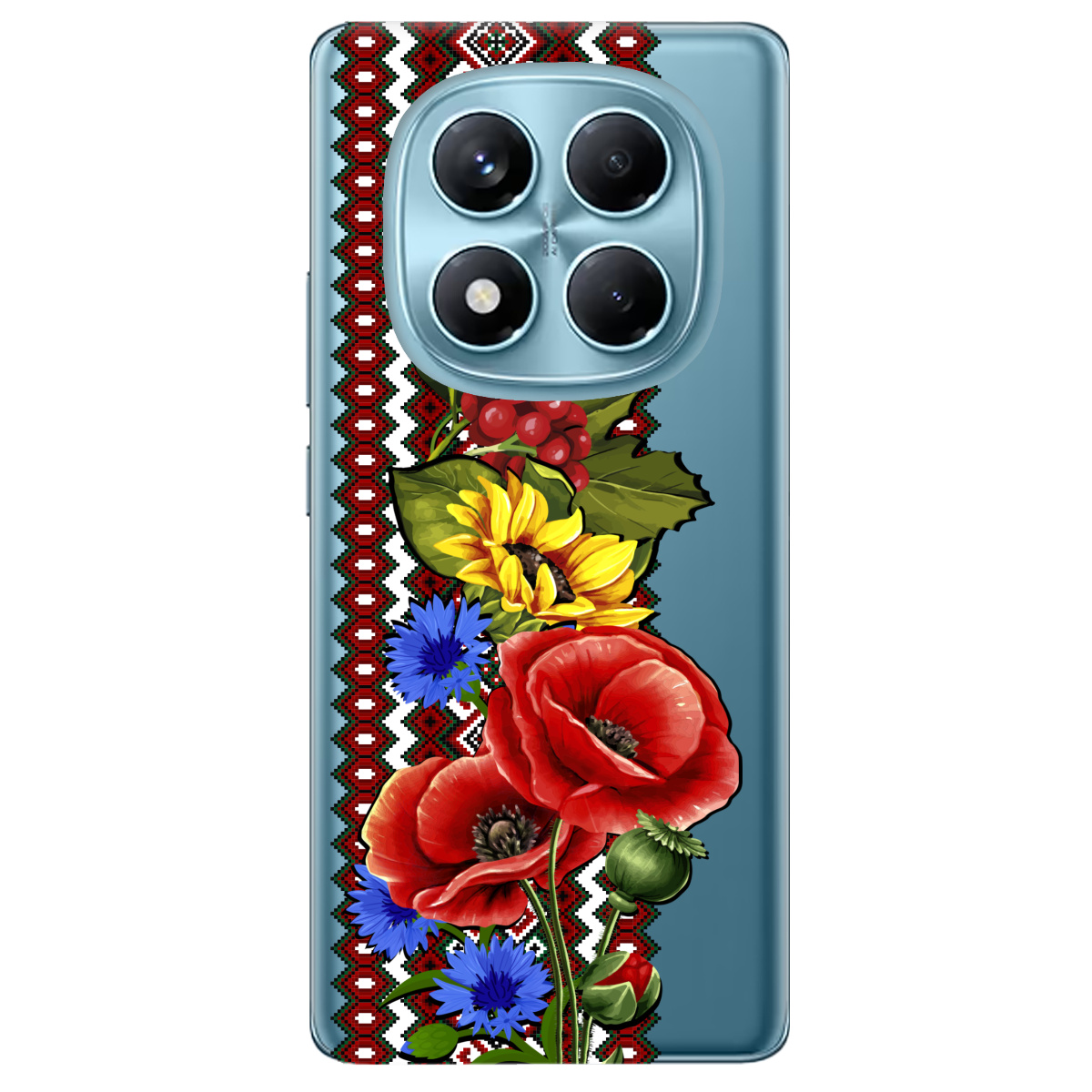 Чохол для Xiaomi Redmi Note 14 Pro 4G прозорий Ukraine ornament - фото 1 - Чохли для телефонів