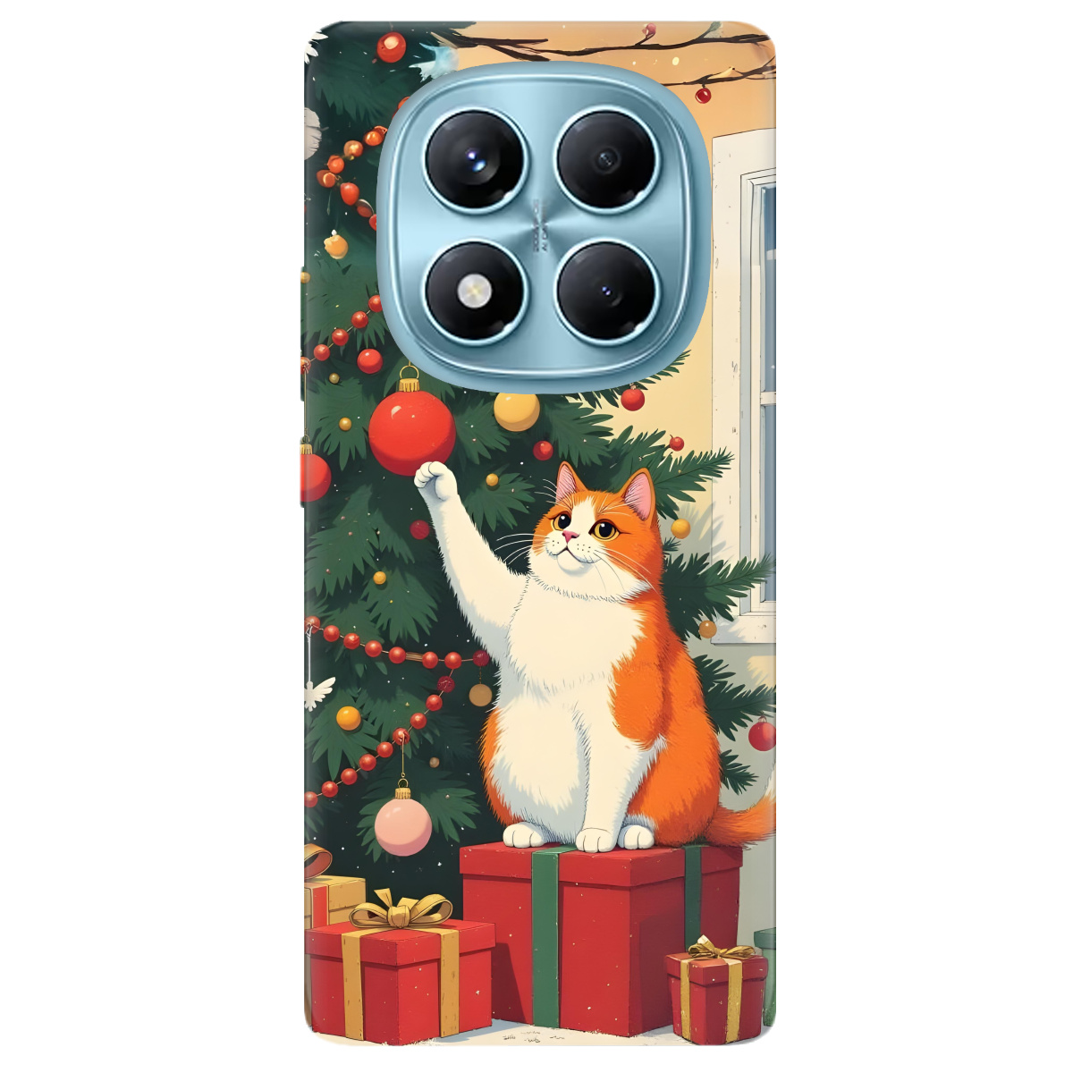 Чохол для Xiaomi Redmi Note 14 Pro 4G прозорий Christmas Cat - фото 1 - Чохли для телефонів