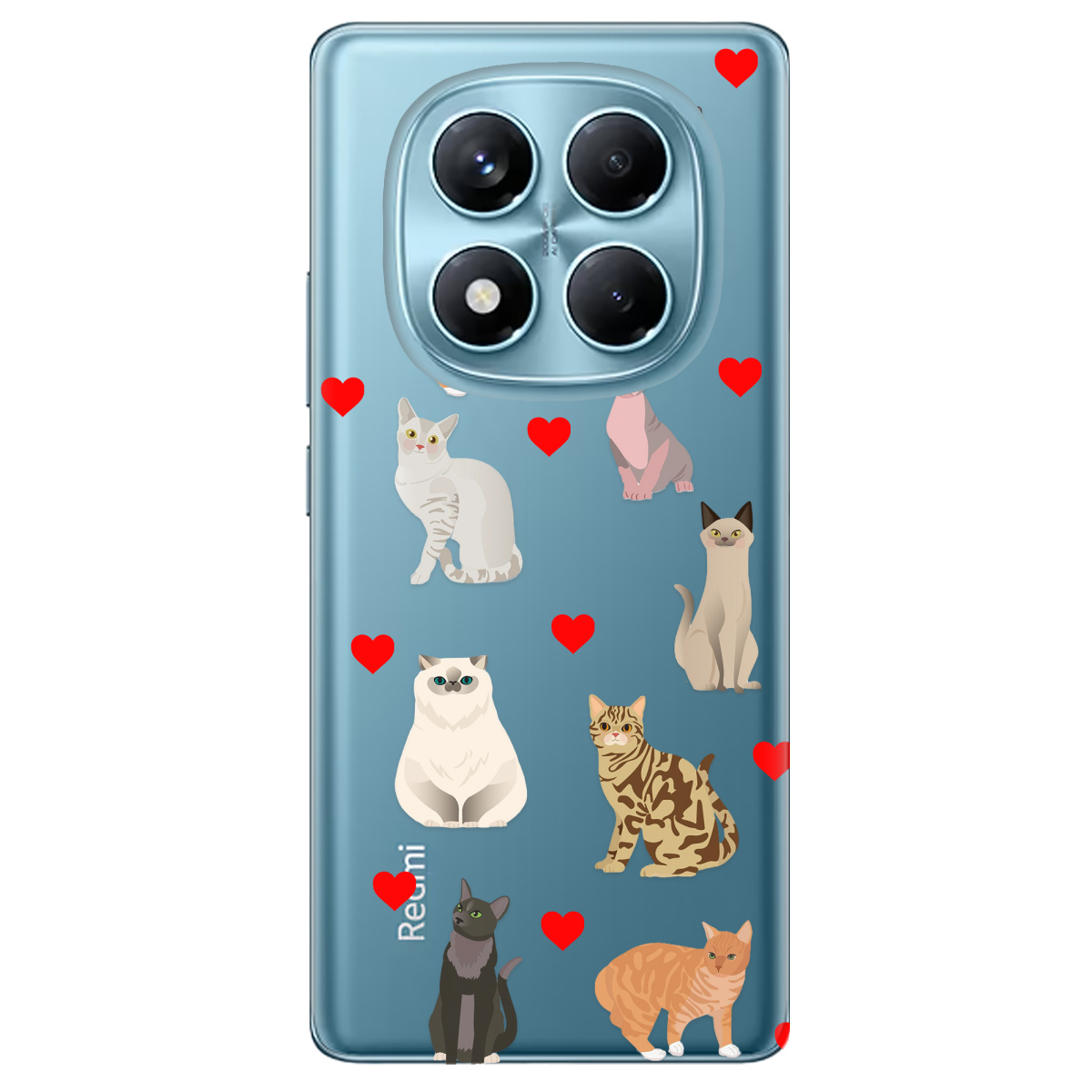 Чехол для Xiaomi Redmi Note 14 Pro 4G прозрачный Любов у кожному мяу - фото 1 - Чехлы для телефонов