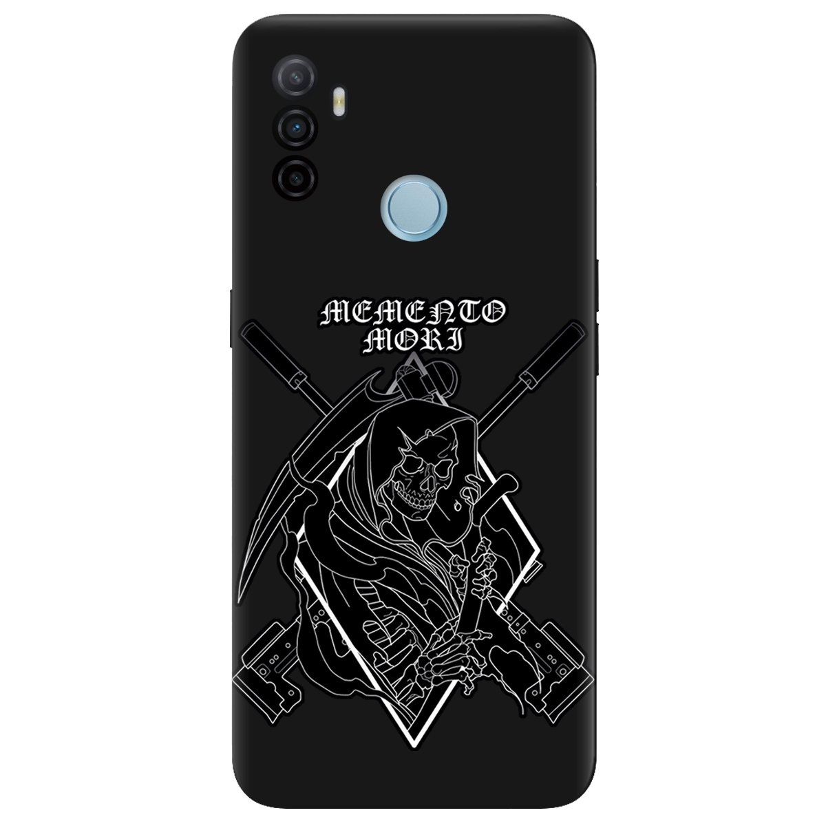 Чохол для Oppo A53/ A32/ A33 чорний матовий soft touch Пам'ятай про смерть - фото 1 - Чохли для телефонів