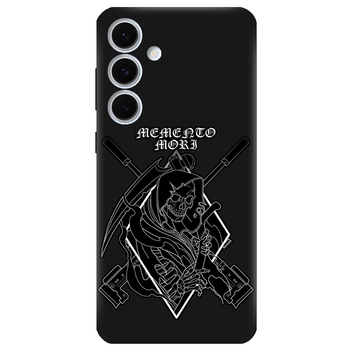 Чохол для Samsung Galaxy S24 FE чорний матовий soft touch Пам'ятай про смерть - фото 1 - Чохли для телефонів