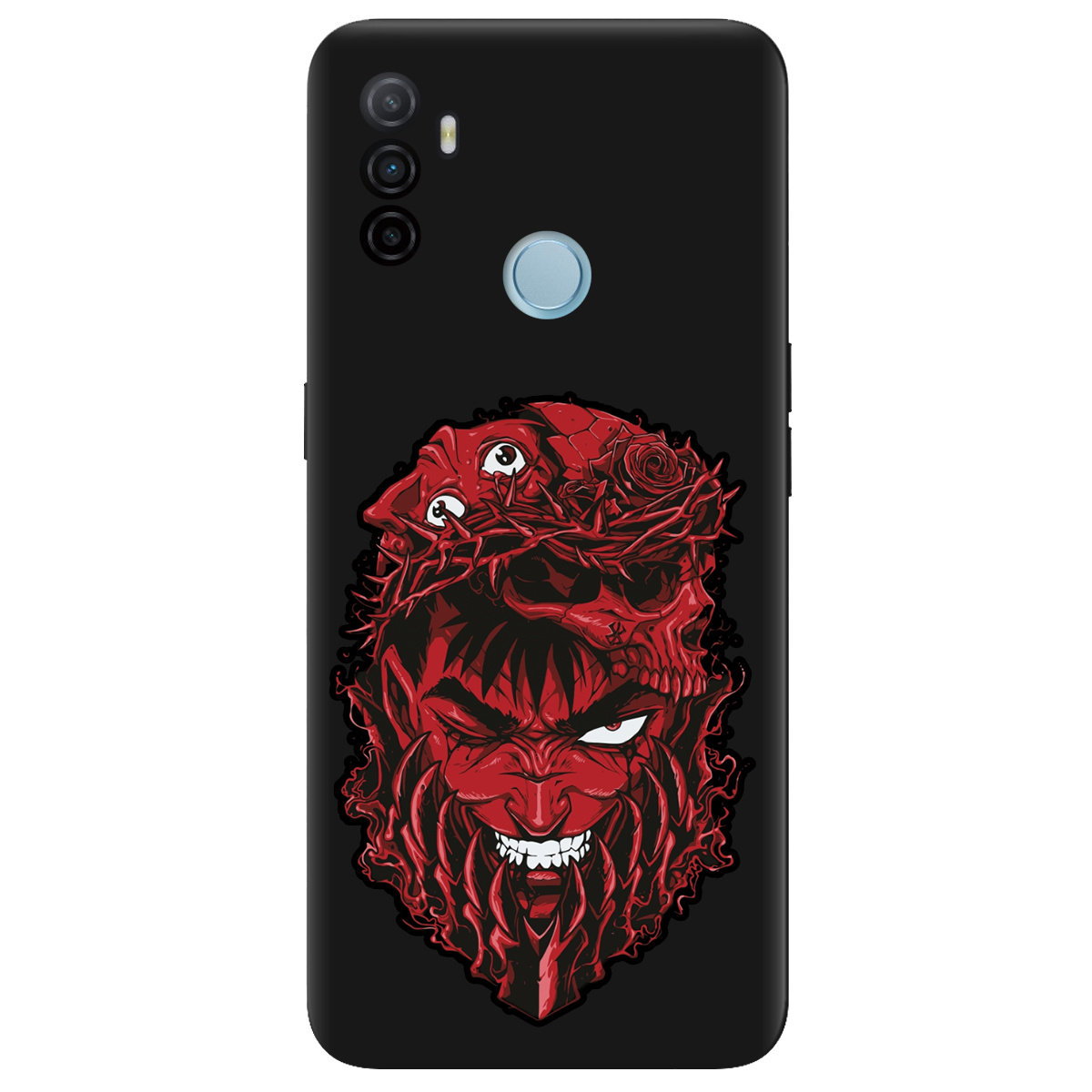 Чохол для Oppo A53/ A32/ A33 чорний матовий soft touch Red slip head - фото 1 - Чохли для телефонів