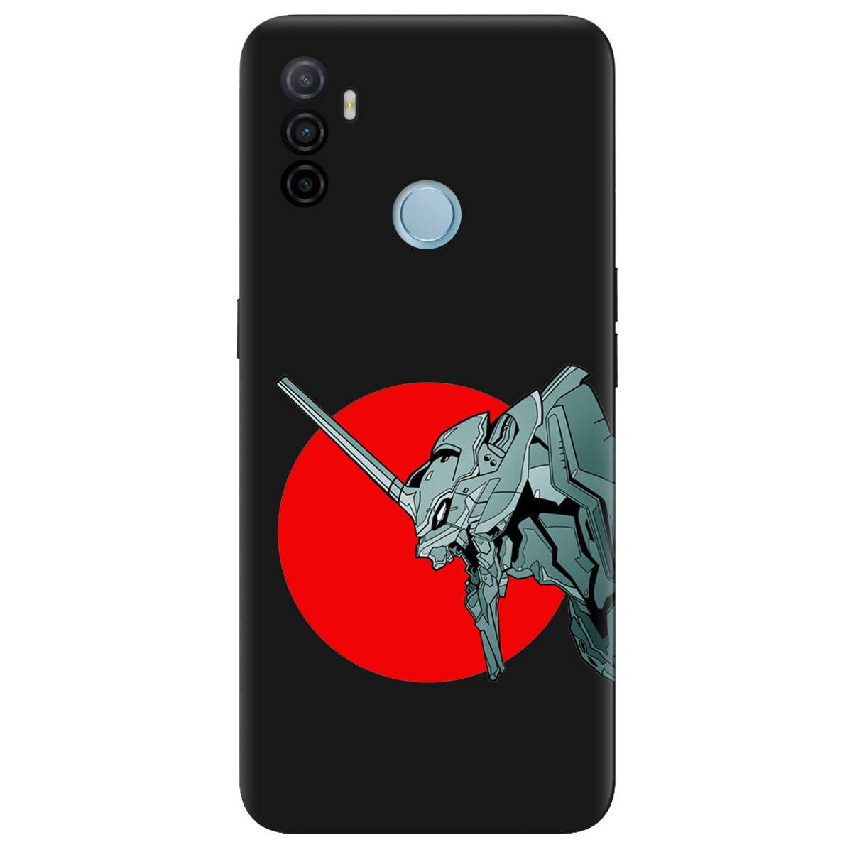 Чехол для Oppo A53/ A32/ A33 черный матовый soft touch Ева-02 – Evangelion - фото 1 - Чехлы для телефонов