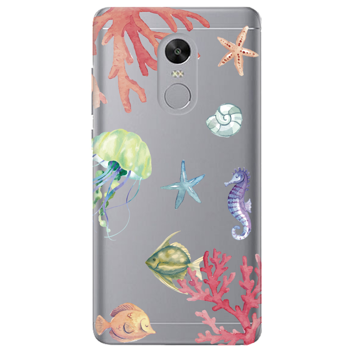 Чехол для Xiaomi Redmi 5 Plus прозрачный Коралловый мир - фото 1 - Чехлы для телефонов