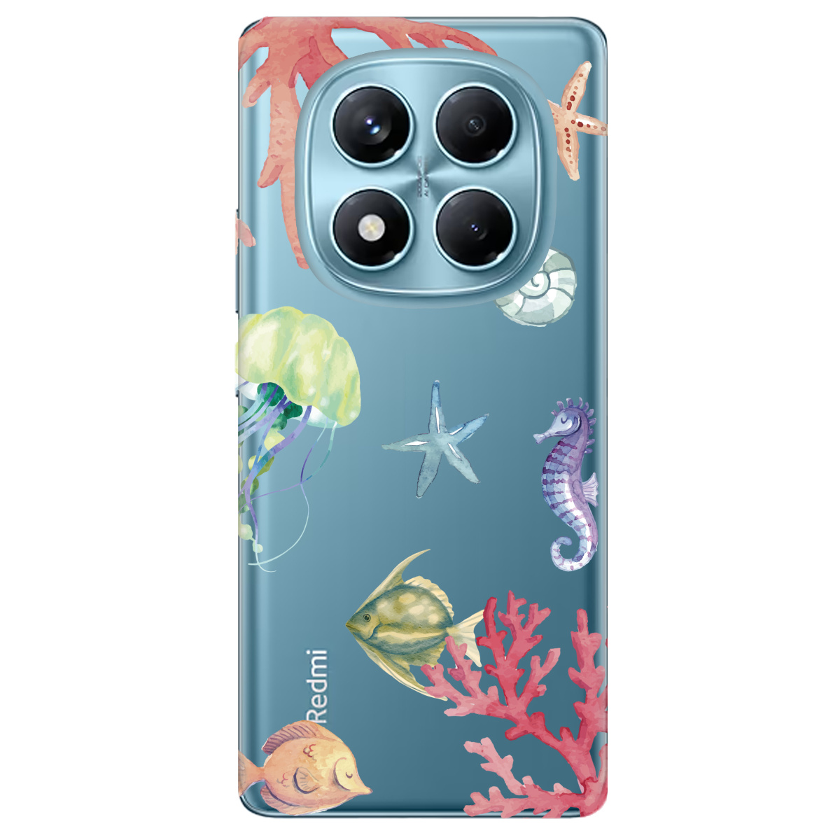 Чехол для Xiaomi Redmi Note 14 Pro 4G прозрачный Коралловый мир - фото 1 - Чехлы для телефонов