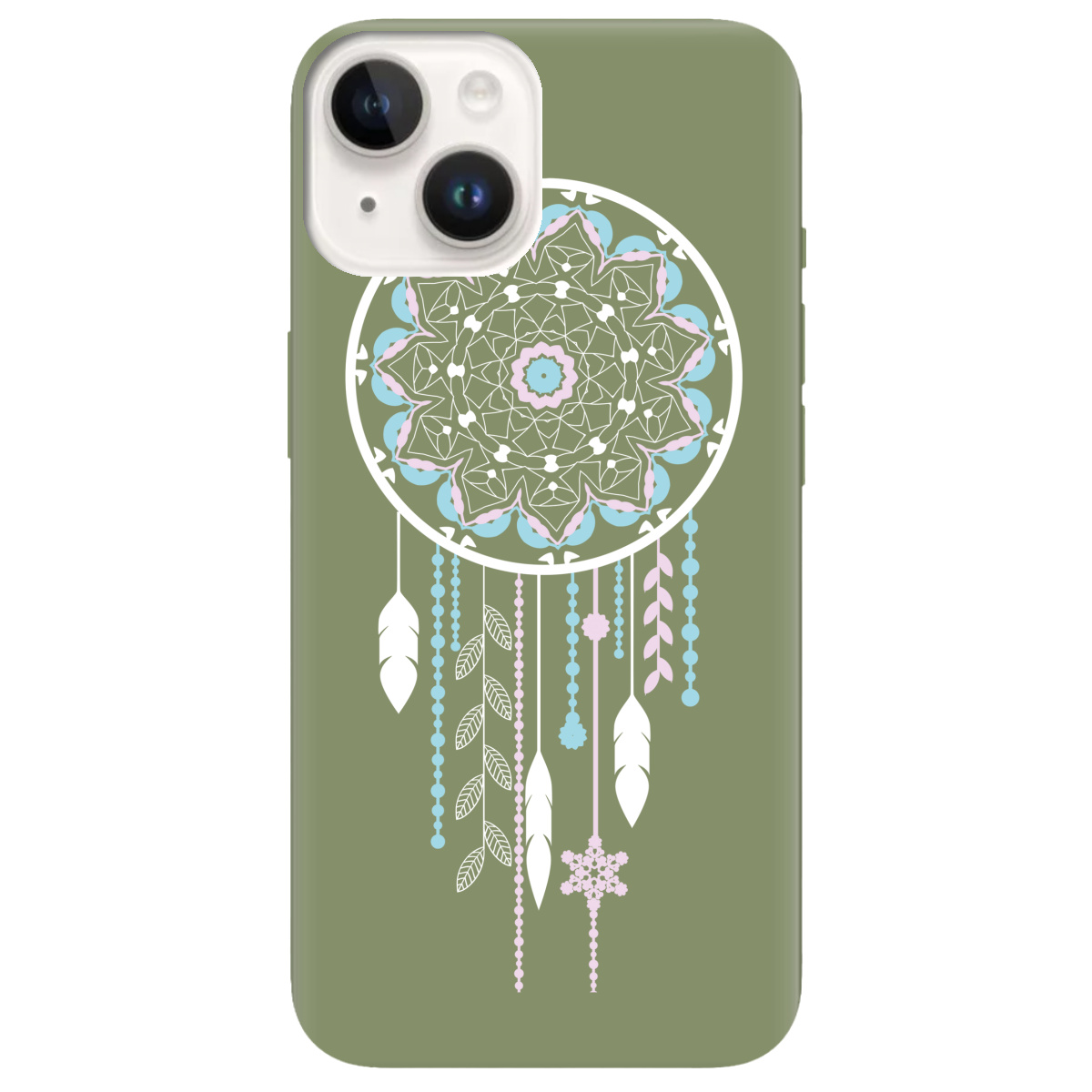 Чохол для Apple iPhone 14 Plus оливковий матовий soft touch Ловець снів - фото 1 - Чохли для телефонів