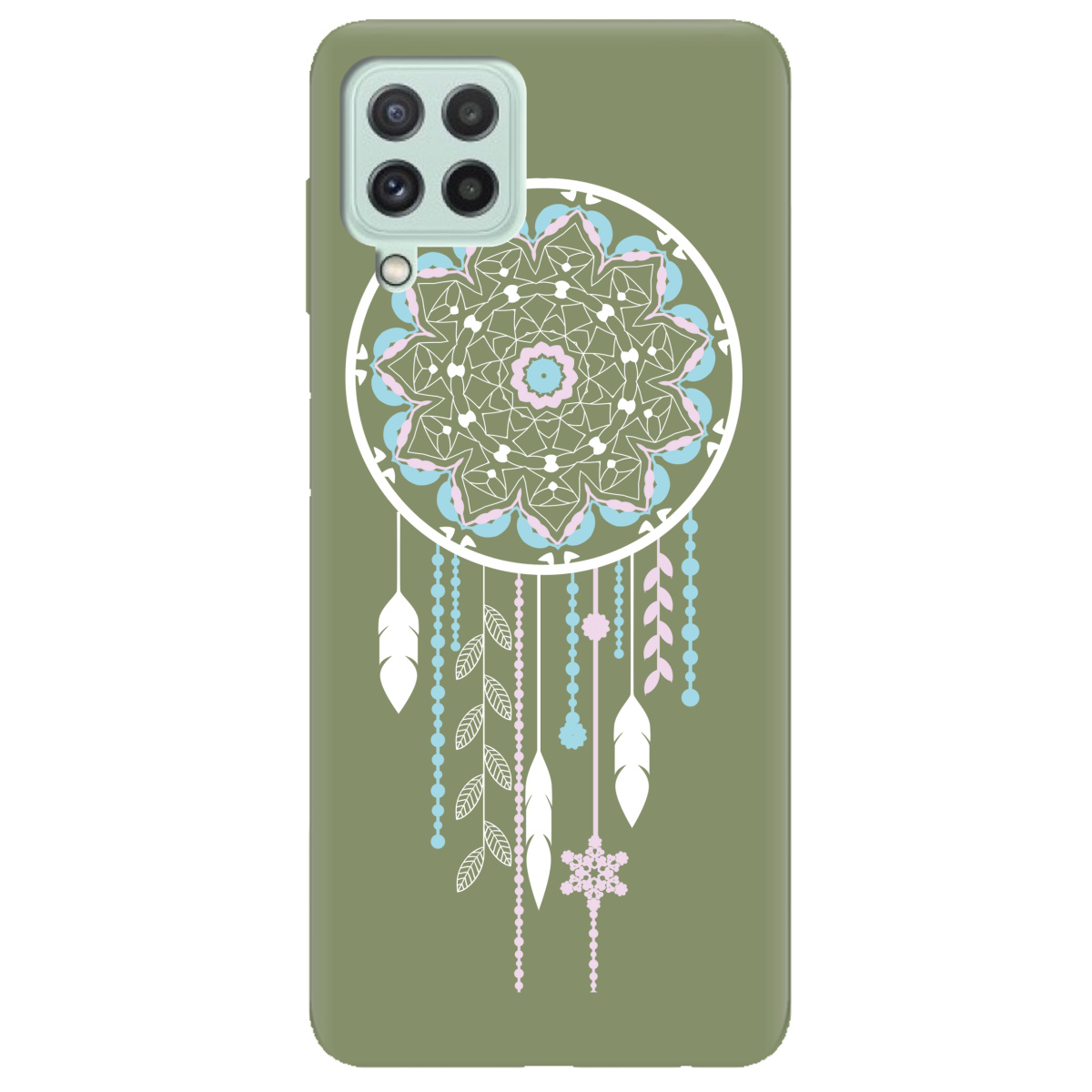 Чехол для Samsung Galaxy M22 оливковый матовый soft touch Ловец снов - фото 1 - Чехлы для телефонов