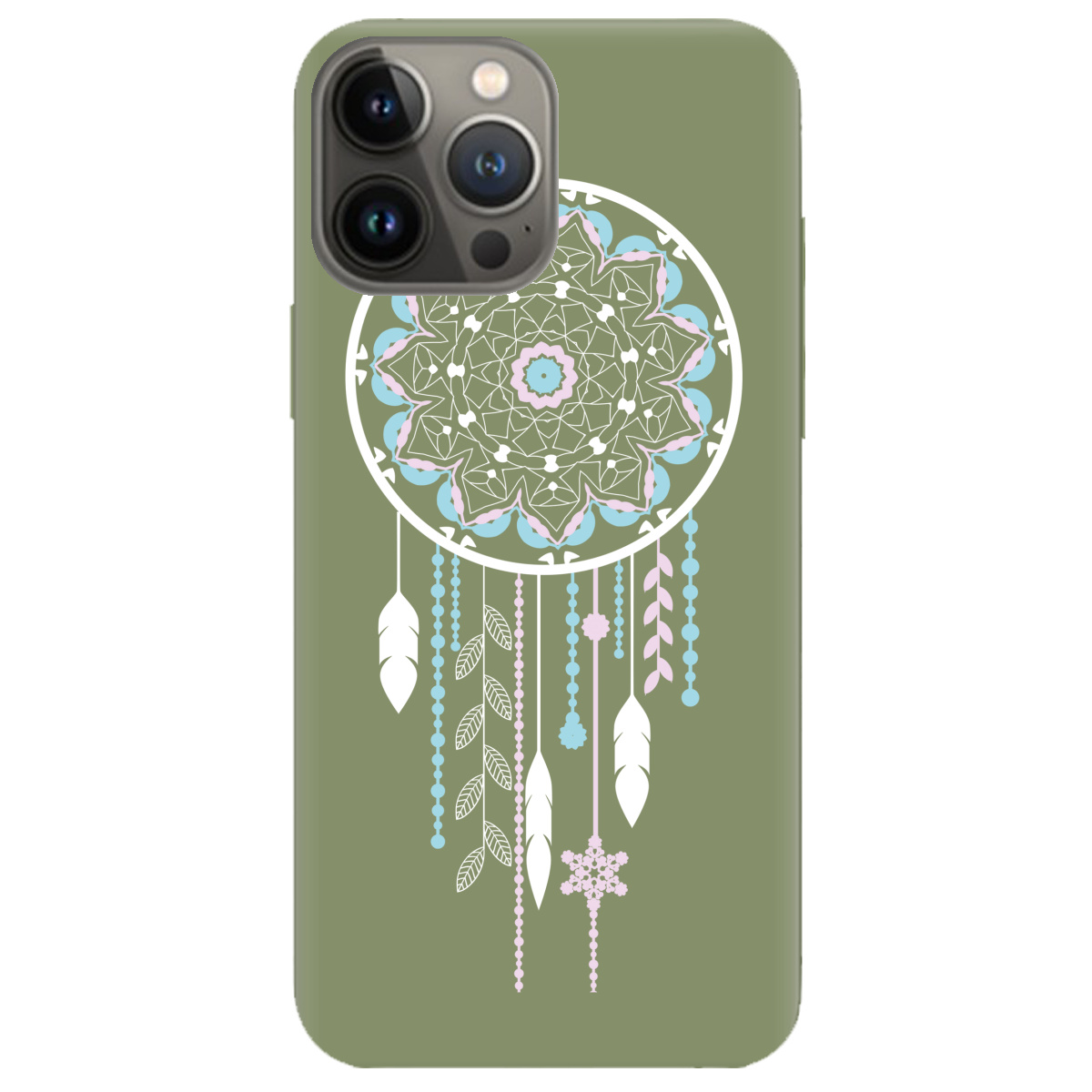 Чохол для Apple iPhone 13 Pro оливковий матовий soft touch Ловець снів - фото 1 - Чохли для телефонів